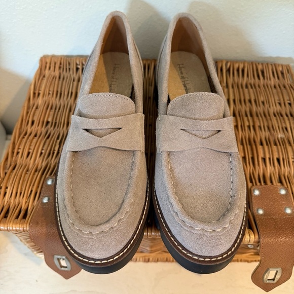 House Of Harlow Suede Penny Loafers Women’s 9.5 Grey Chunky Preppy Academia - Picture 2 of 8
